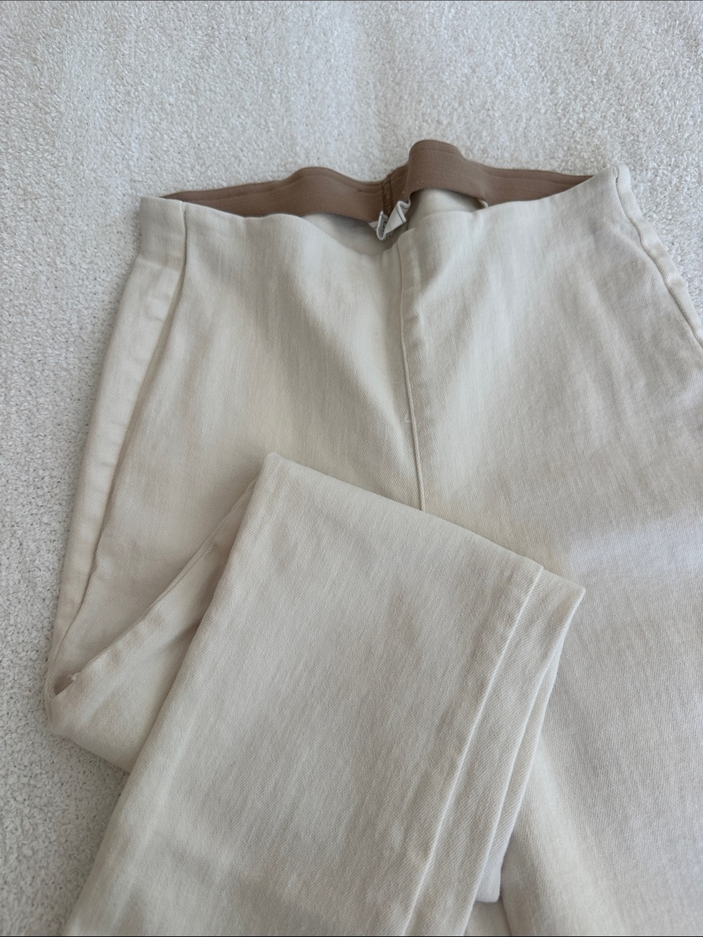Frank & Eileen Cream Pants with Tan Waistband
